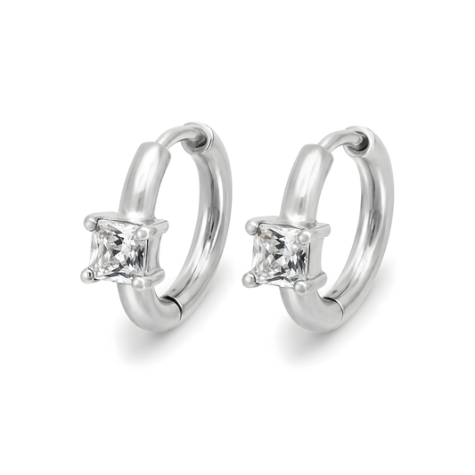 Crystal Huggie Hoops - Silver lifestyle