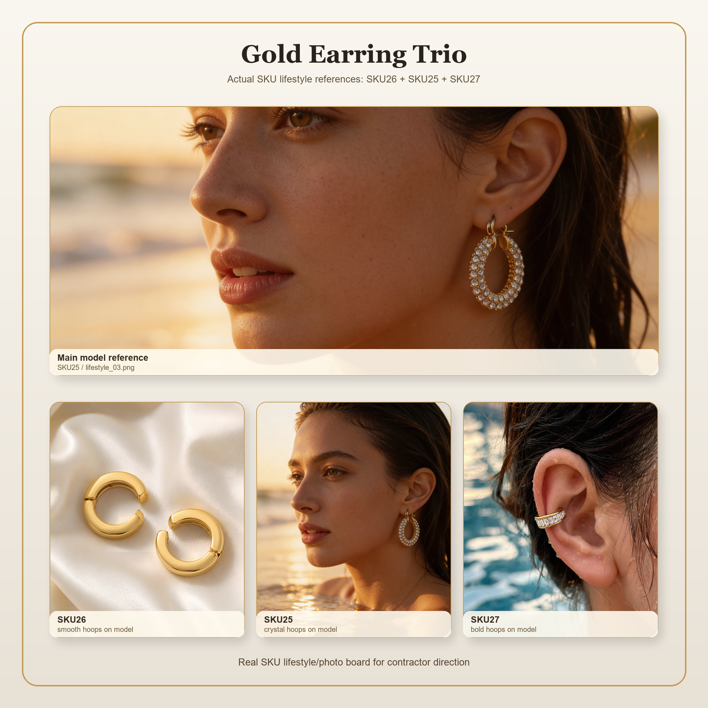 Gold Earring Trio Gift Set – lifestyle