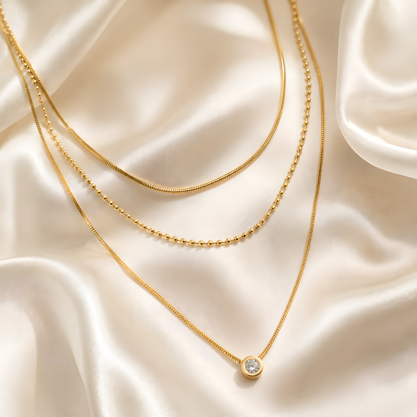 Layered Necklace Set – Gold