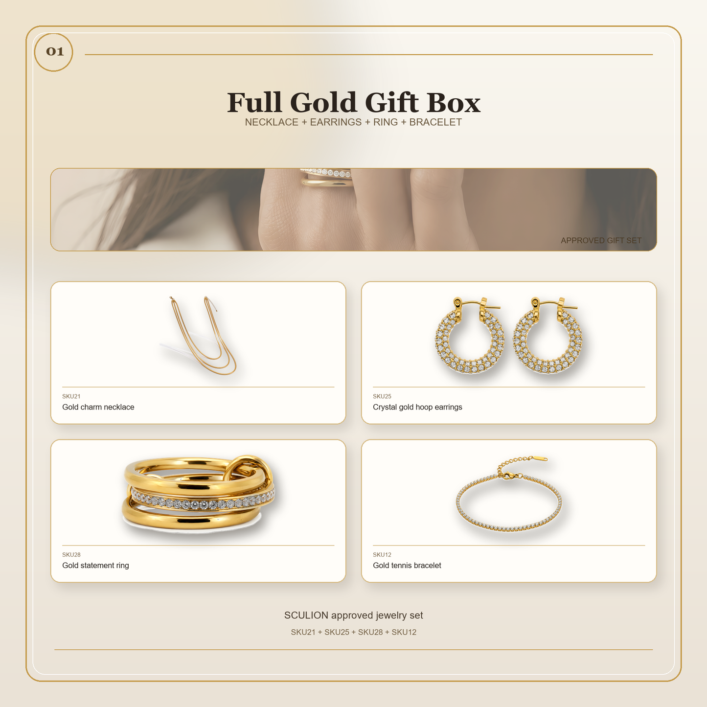 Full Gold Jewelry Gift Set – waterproof 18k PVD set – Ornalio