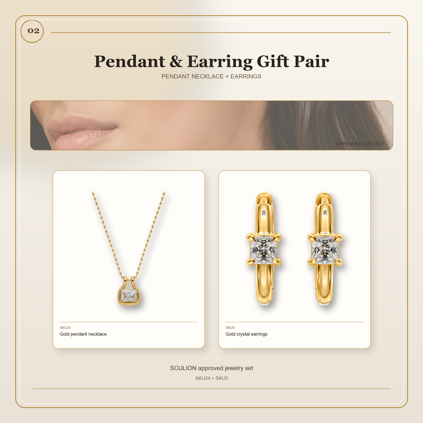 Pendant & Earring Gift Set Gold – waterproof 18k PVD – Ornalio