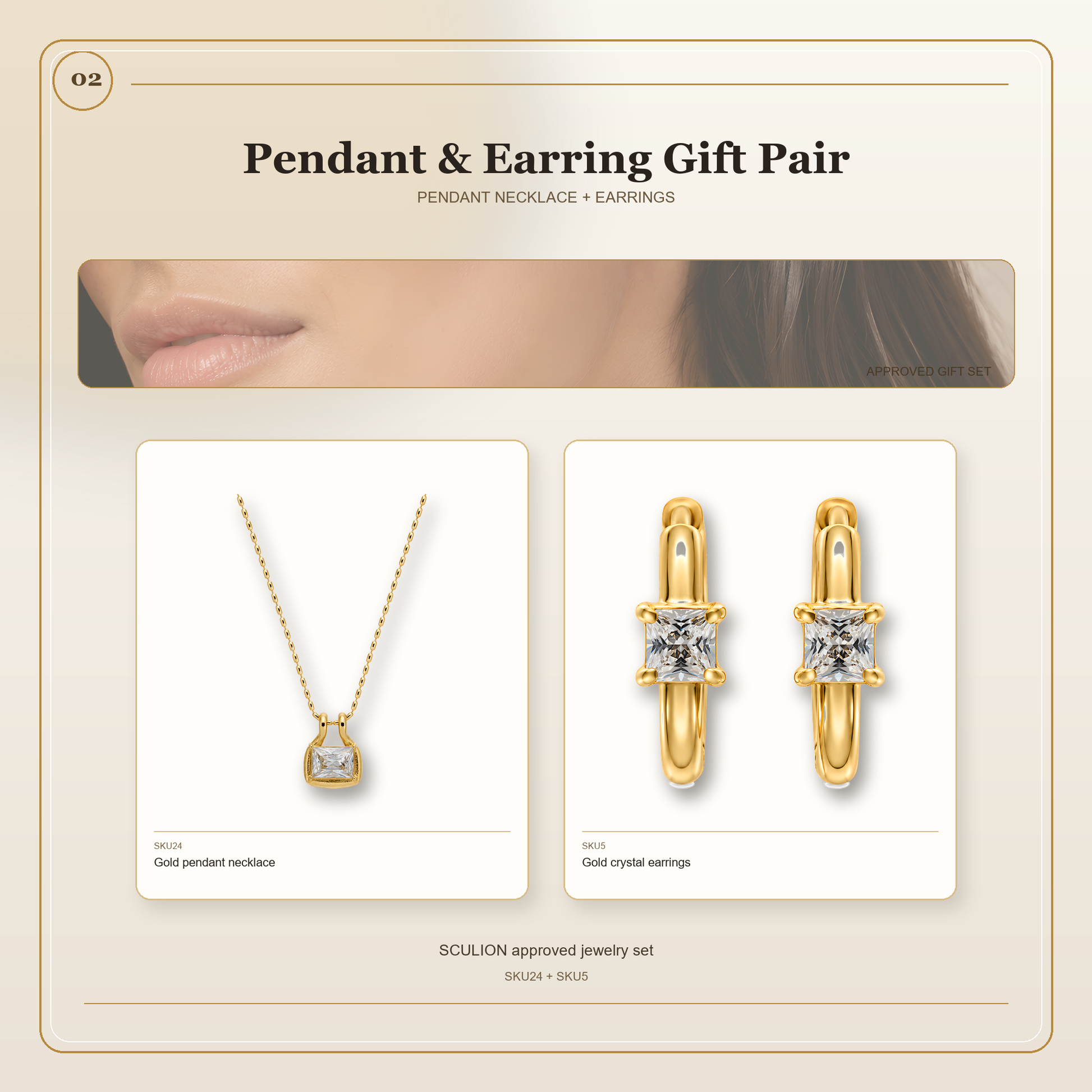 Pendant & Earring Gift Set Gold – waterproof 18k PVD – Ornalio