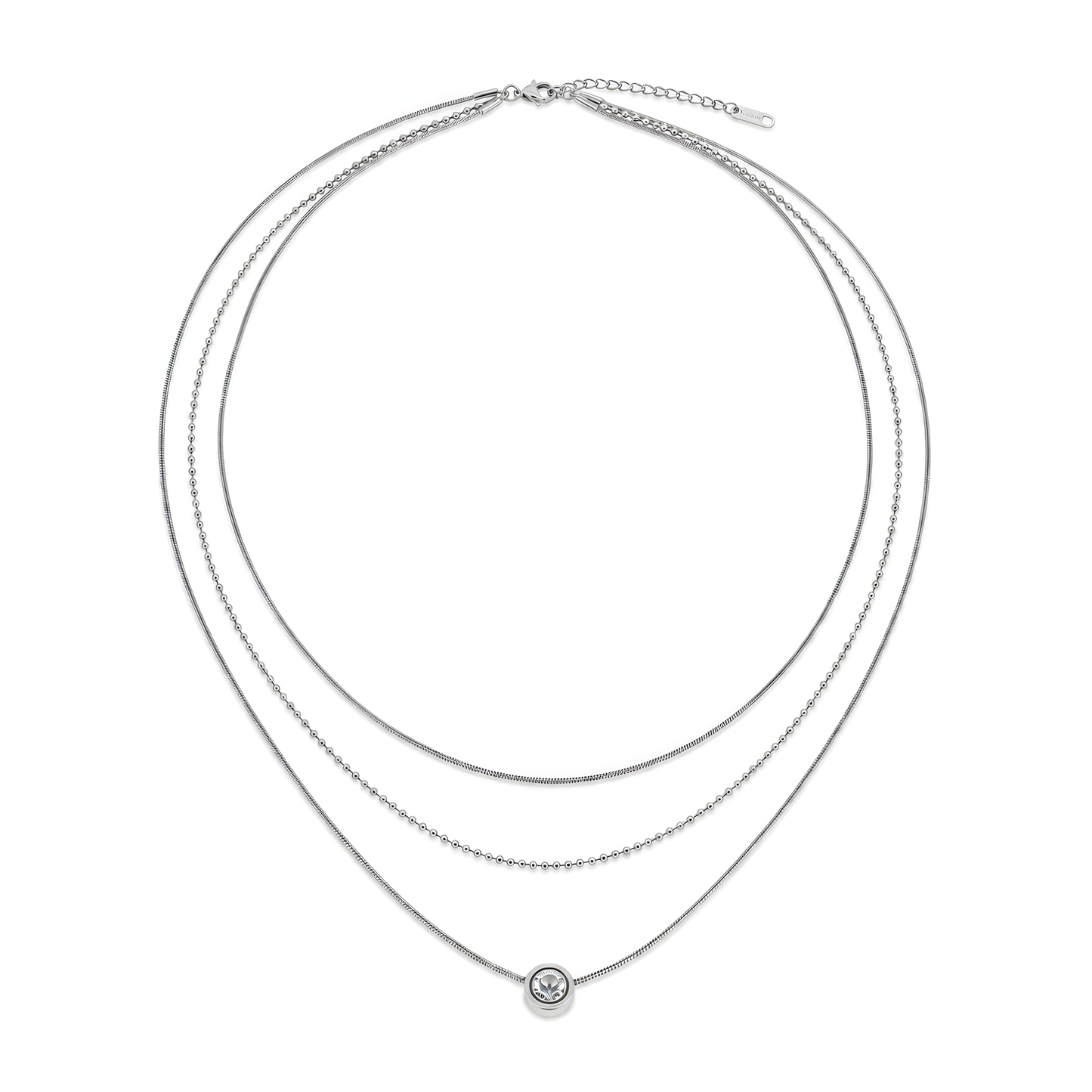 Layered Necklace Set – Silver