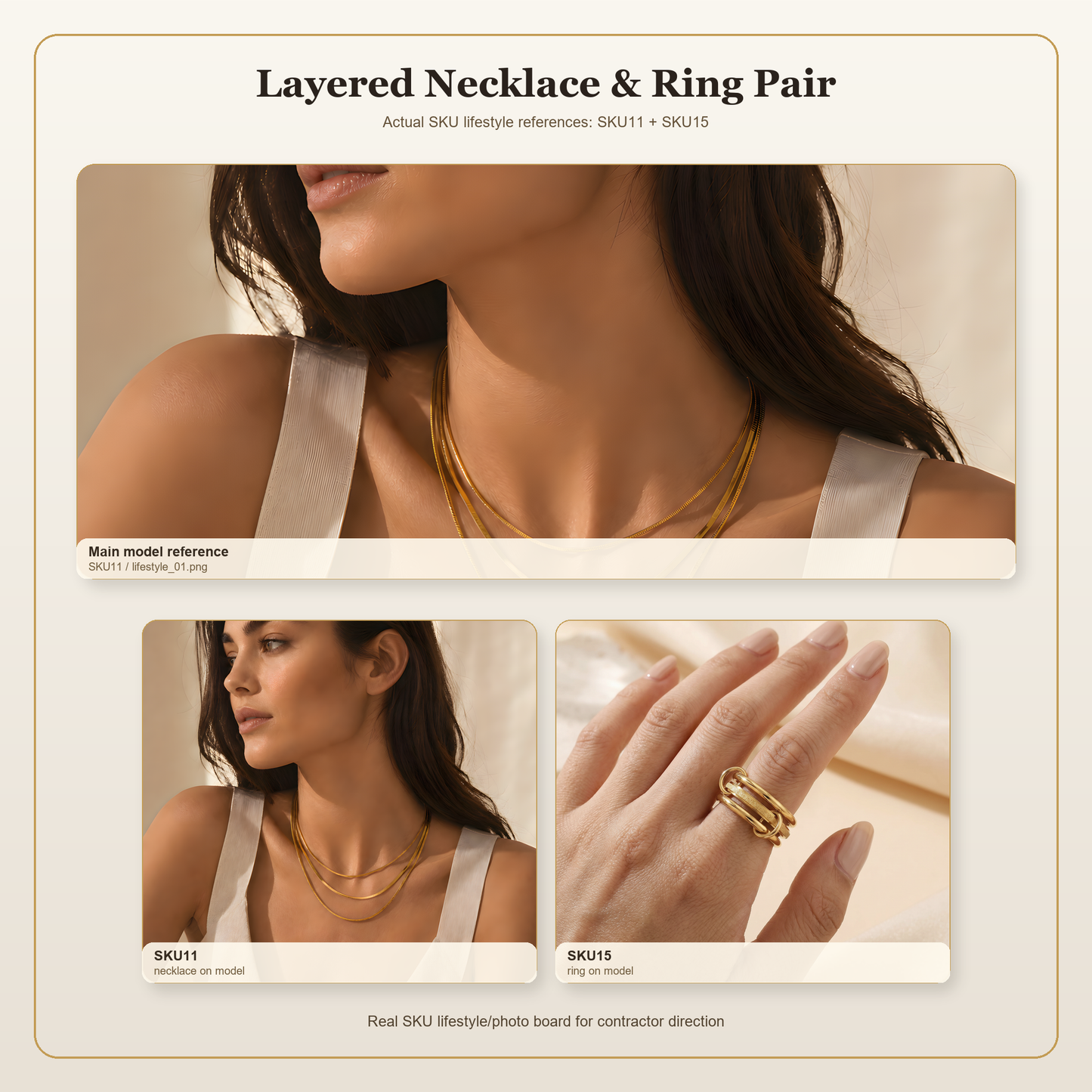Necklace & Ring Gift Set Gold – lifestyle
