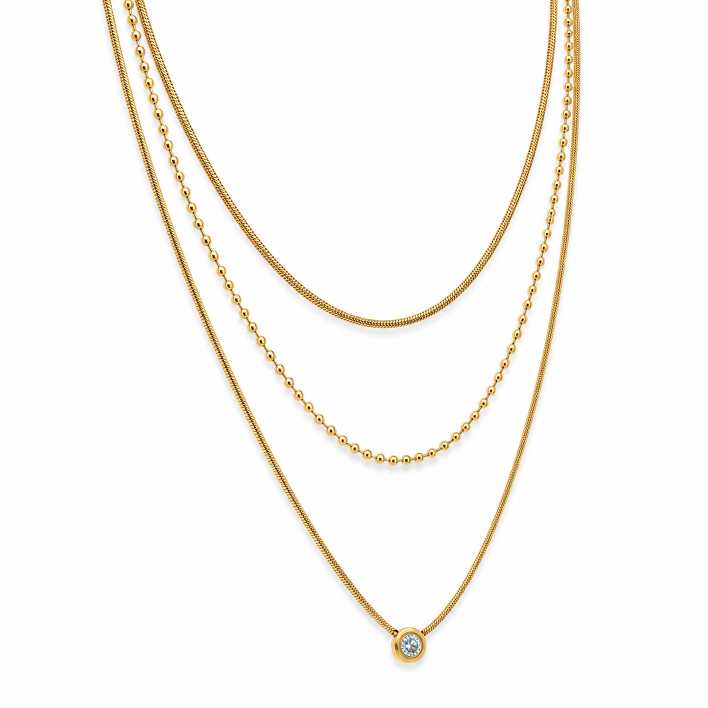Layered Necklace Set – Gold