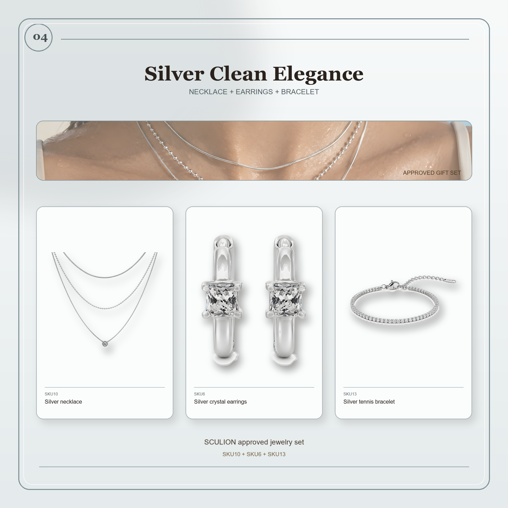 Elegance Gift Set Silver – waterproof silver PVD jewelry – Ornalio