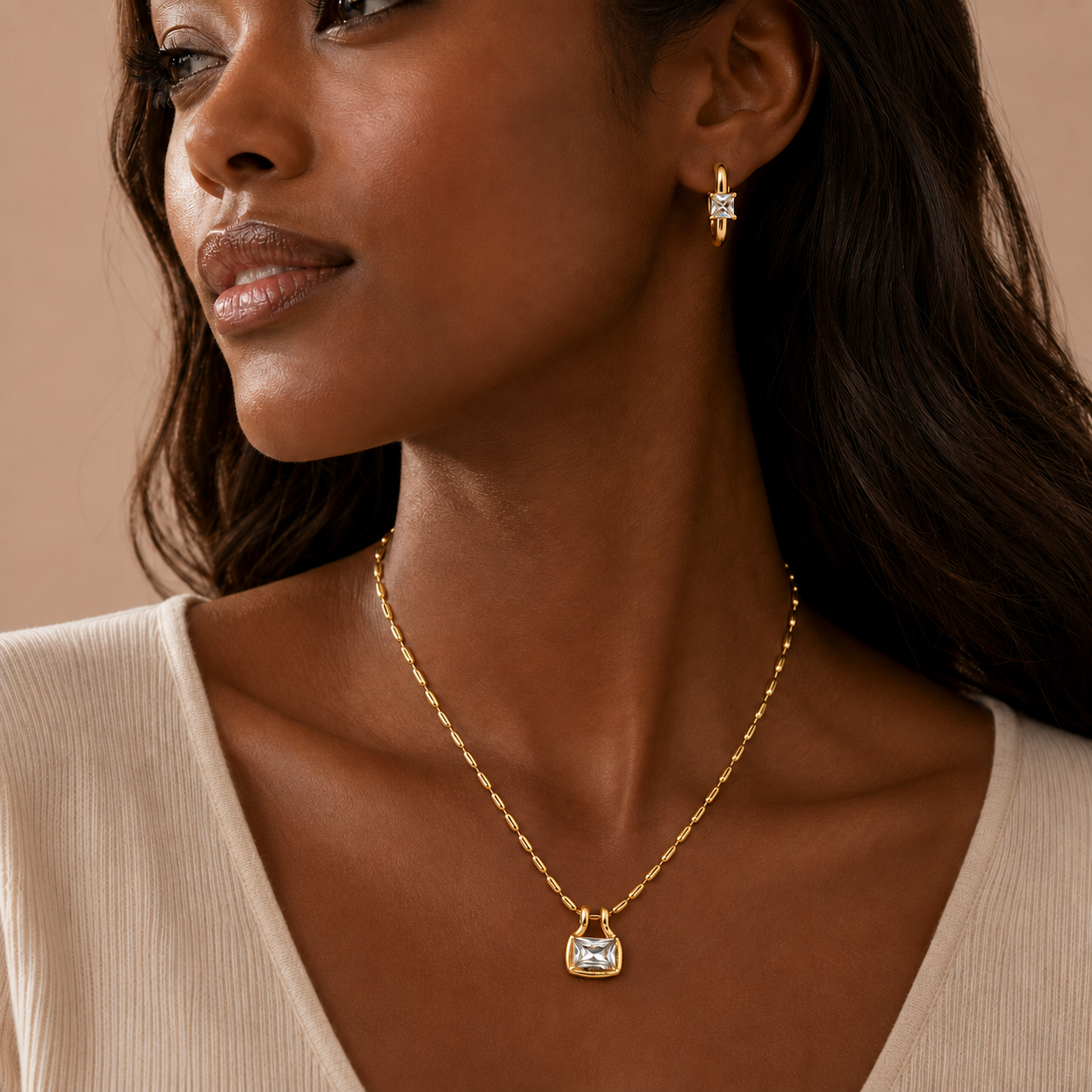 Pendant & Earring Set – Gold