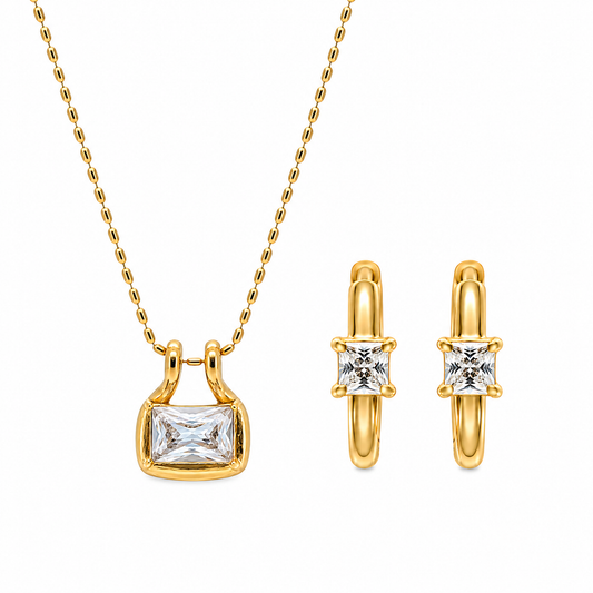 Pendant & Earring Set – Gold – waterproof 18k PVD gift set – Ornalio