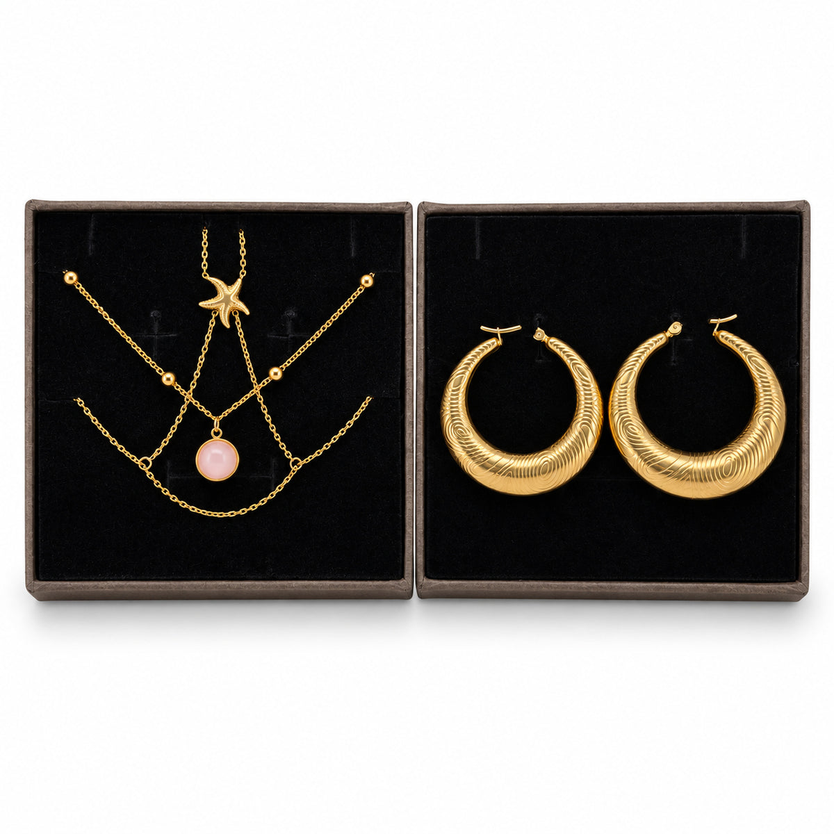 Ornalio Beach Star Gift Set – Gold in two presentation boxes.