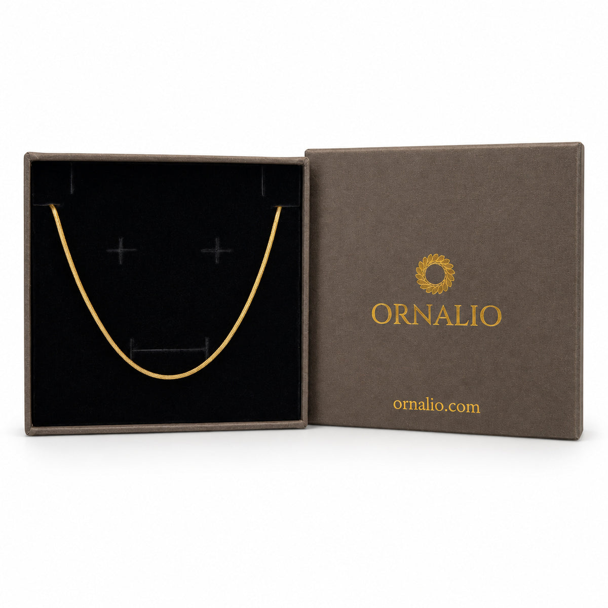 Ornalio Minimalist Chain Necklace – Gold in presentation box.