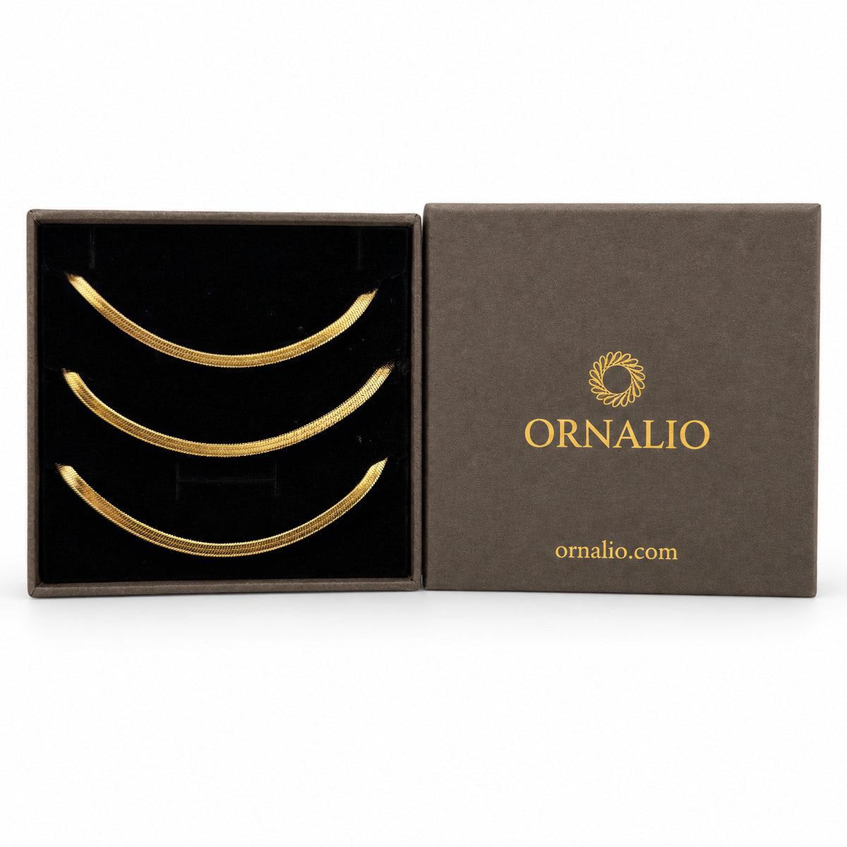 Ornalio Snake Chain Necklace – Gold in presentation box.