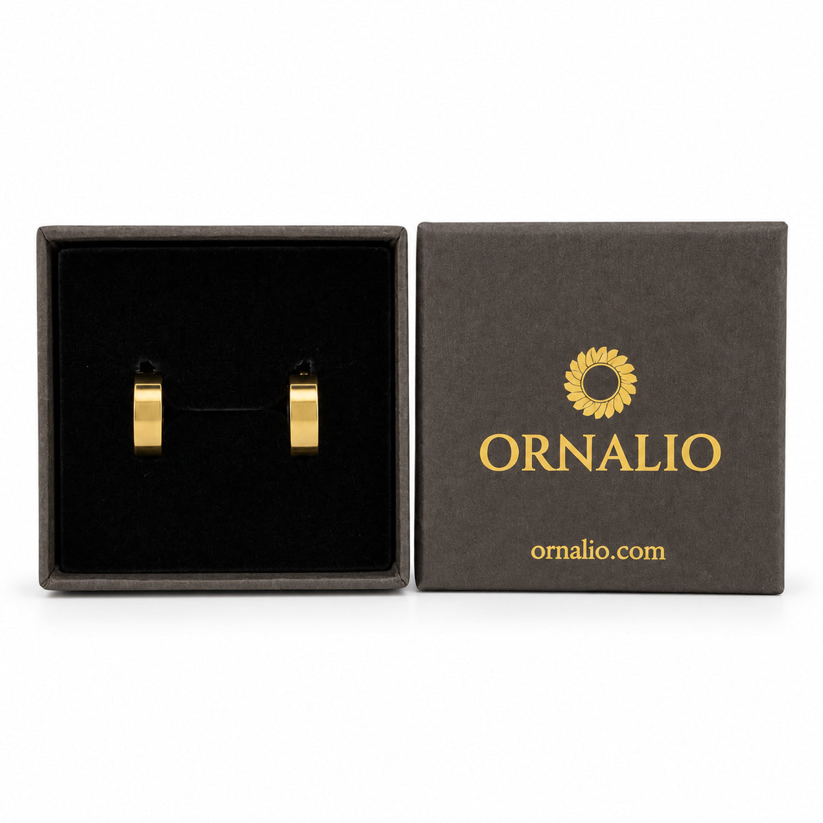 Ornalio Chunky Hoop Ear Cuff – Gold in presentation box.