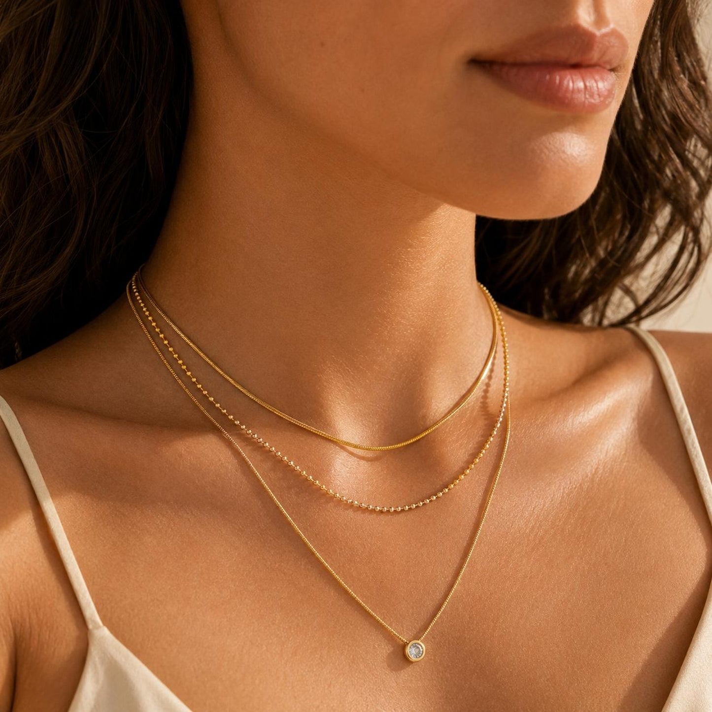 Layered Necklace Set – Gold