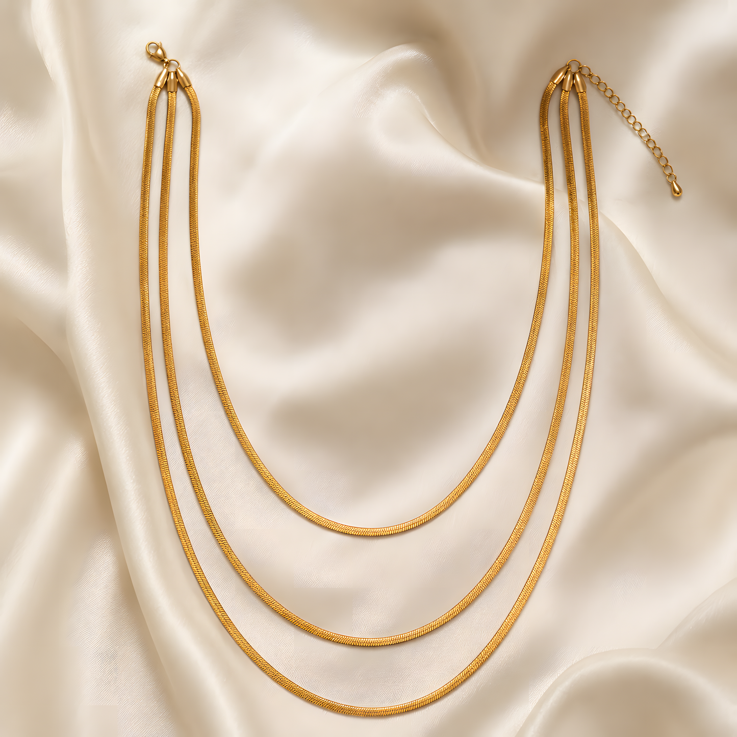 Snake Chain Necklace Set – Gold