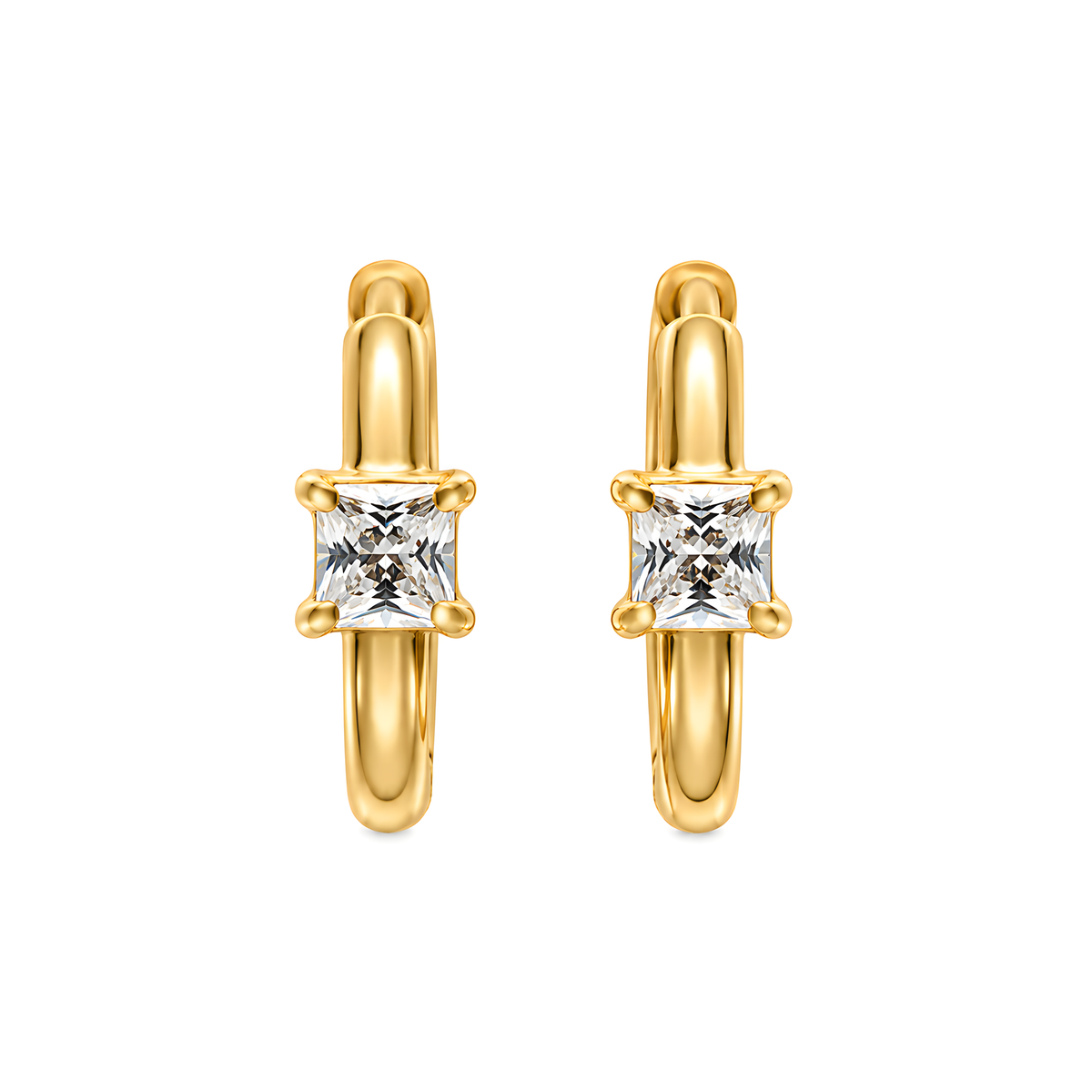 Crystal Huggie Hoops - Gold · 18k gold PVD over 316L stainless steel