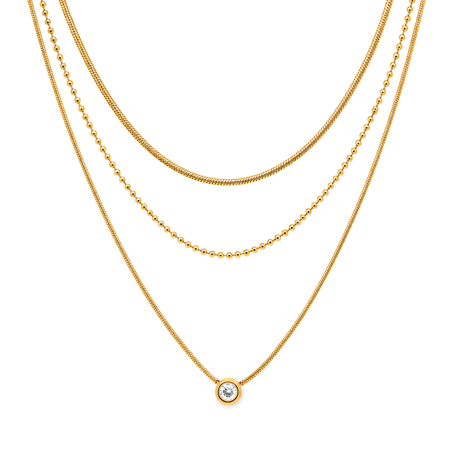 Layered Necklace Set – Gold