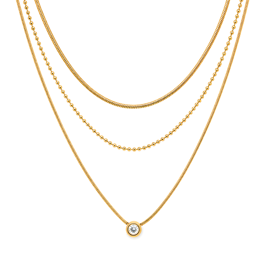 Layered Necklace Set – Gold