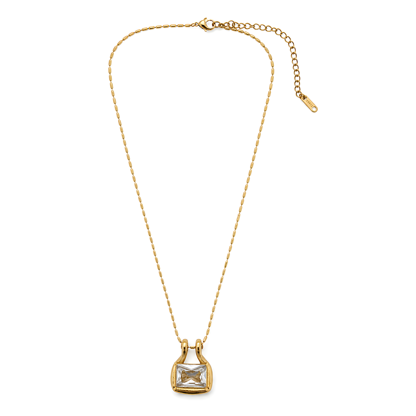 Crystal Solitaire Pendant Necklace Gold – lifestyle