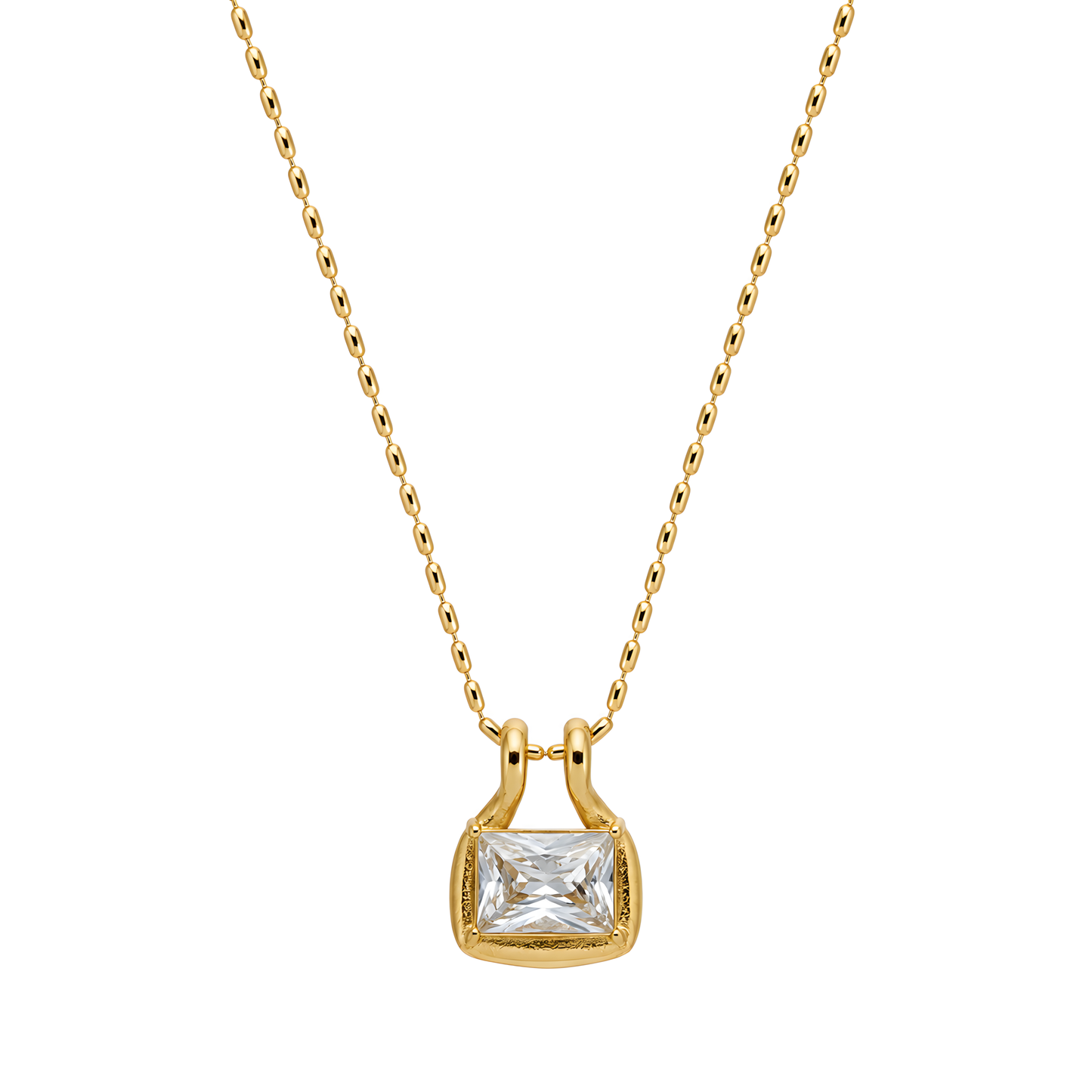 Crystal Solitaire Pendant Necklace Gold – waterproof 18k PVD – Ornalio