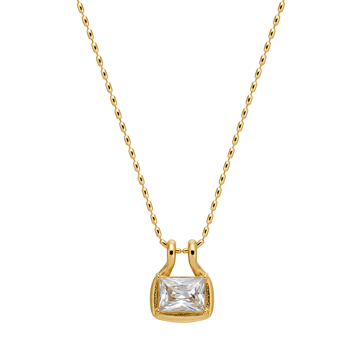 Crystal Solitaire Pendant Necklace Gold – waterproof 18k PVD – Ornalio