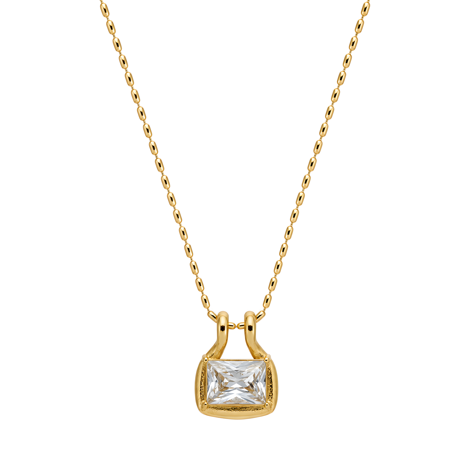 Crystal Solitaire Pendant Necklace Gold – waterproof 18k PVD – Ornalio
