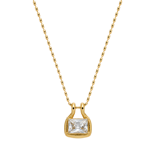 Crystal Solitaire Pendant Necklace Gold – waterproof 18k PVD – Ornalio