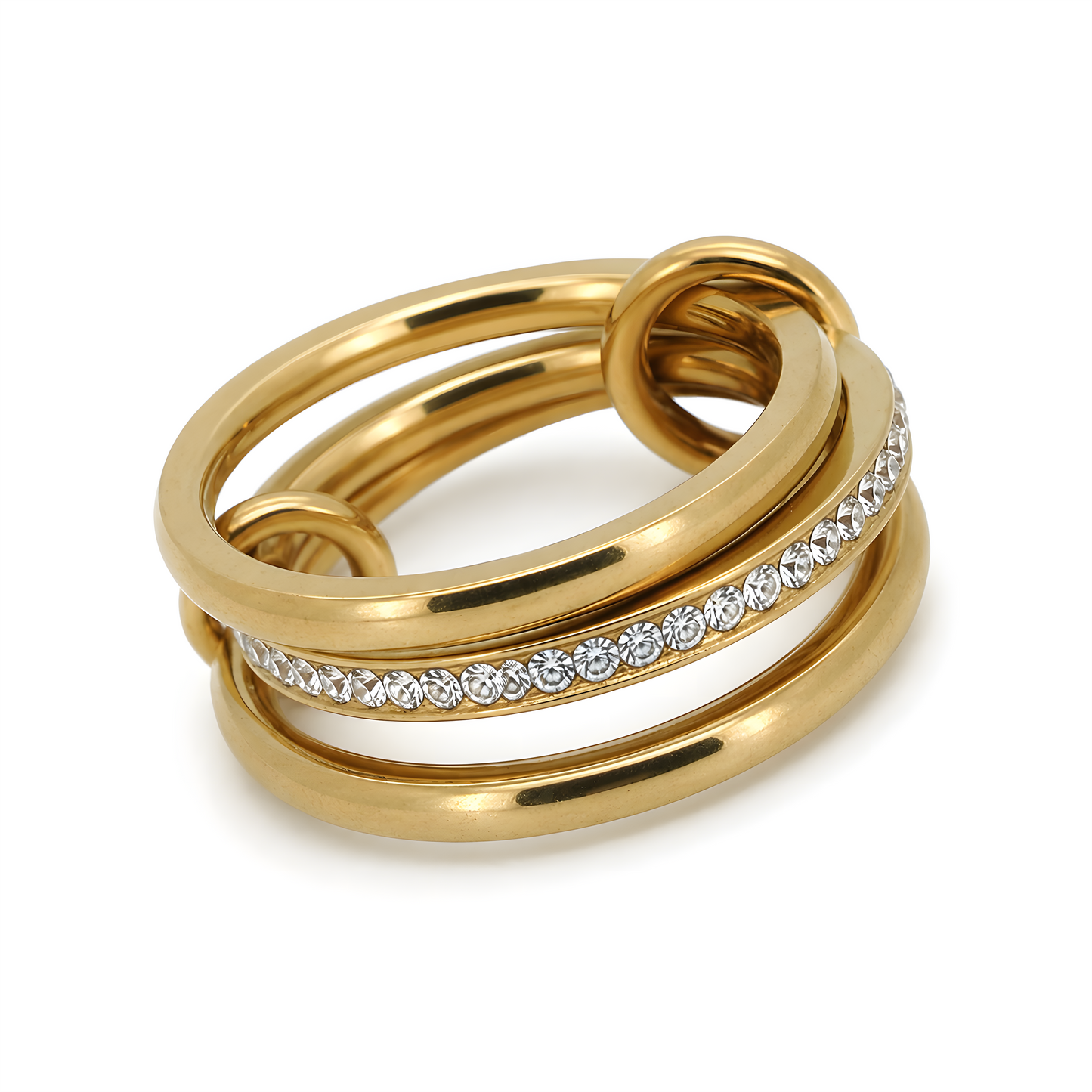 Crystal Stacking Ring Set Gold – lifestyle