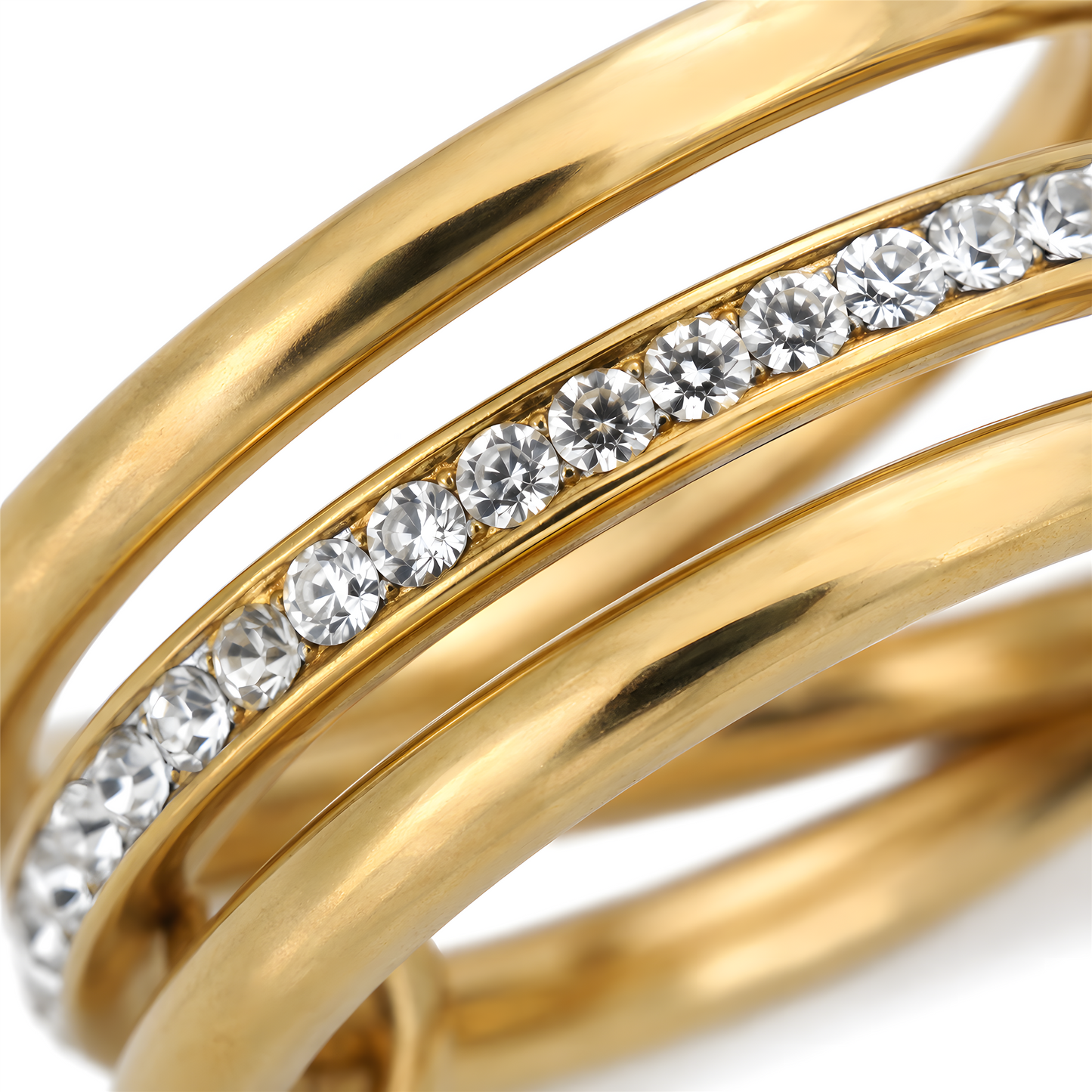 Crystal Stacking Ring Set Gold – lifestyle