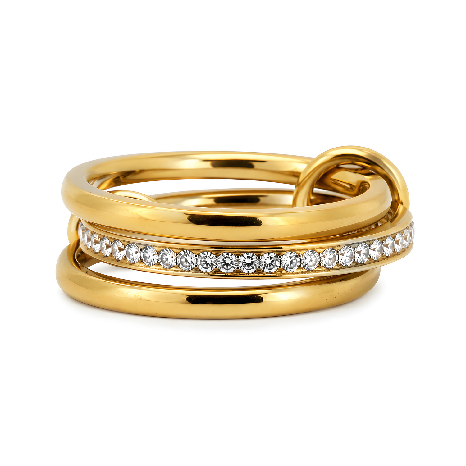Crystal Stacking Ring Set Gold – waterproof 18k PVD – Ornalio